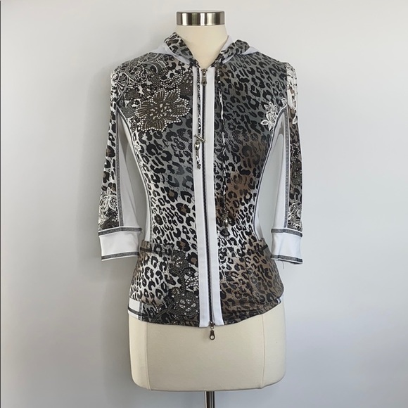 Joseph Ribkoff Jackets & Blazers - Joseph Ribkoff leopard zip front hoodie jacket